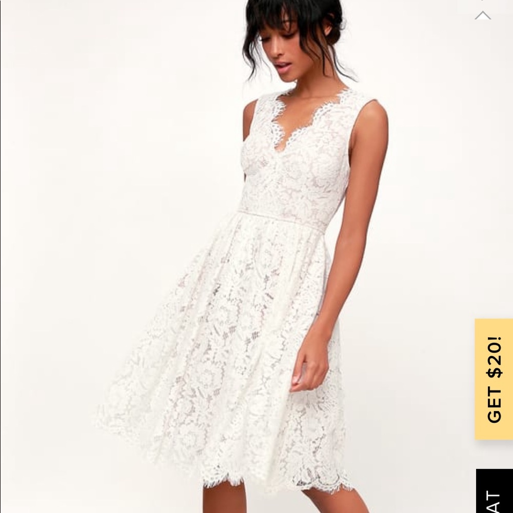 Lulus white lace skater midi dress